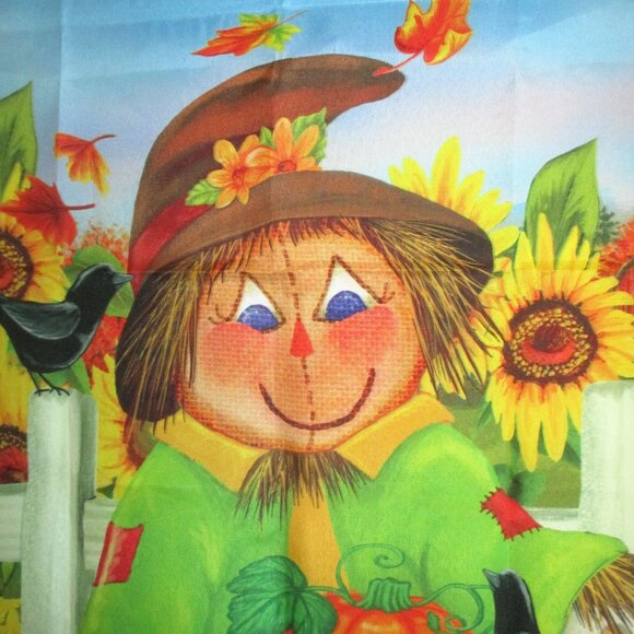 New Scarecrow Wagon Fall Garden Flag 28" X 40" Custom Decor Pumpkin & Sunflower - Picture 2 of 5